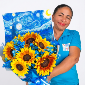 BUQUÊ DE 7  GIRASSÓIS VAN GOGH