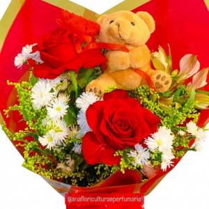 BUQUÊ DE 2 ROSAS COM URSINHO (Verifique a disponibilidade do urso)
