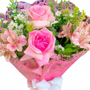 BUQUÊ DE 2 ROSAS COR DE ROSA