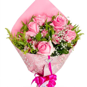 BUQUÊ DE 6 ROSAS COR DE ROSA