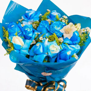 BUQUÊ DE 12 ROSAS AZUIS