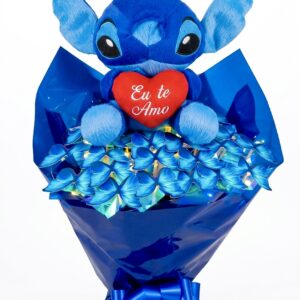 STITCH MENOR AZUL + BUQUÊ DE 20 BORBOLETAS AZUL