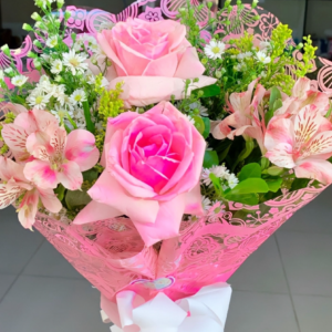 BUQUÊ DE 2 ROSAS COR DE ROSA